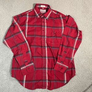 Vintage Favorites Men’s Button Up Shirt Long Sleeve Plaid Red 80’s 90’s Large